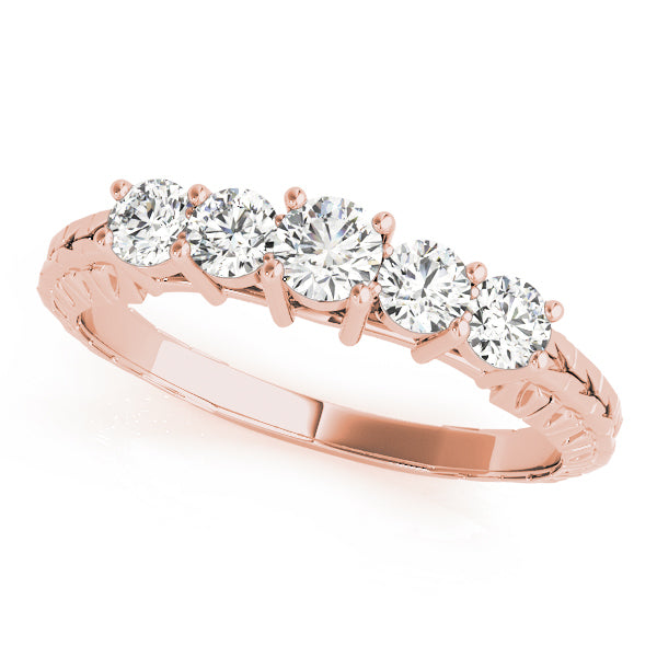 18K Rose Gold Round Diamond Wedding Ring