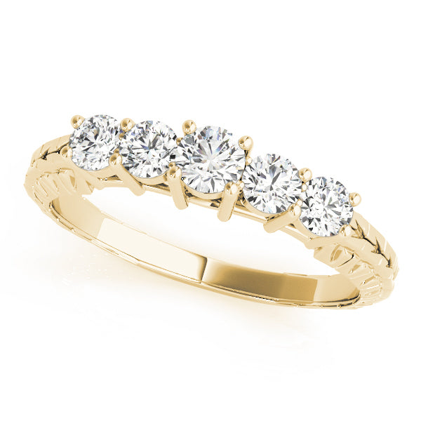 18K Yellow Gold Round Diamond Wedding Ring