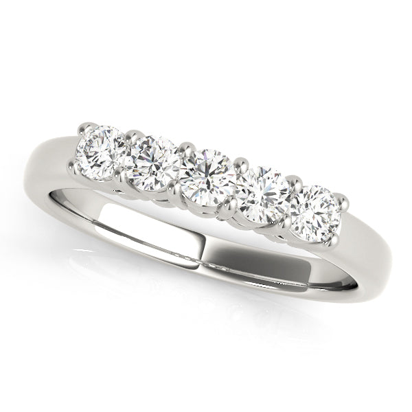 18K White Gold 5-Stone Diamond Wedding Band