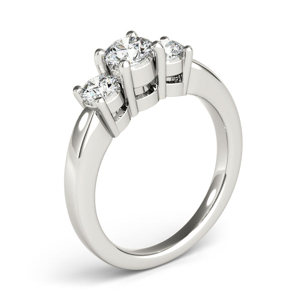 Platinum 2 ct Round Diamond Three-Stone Engagement Ring