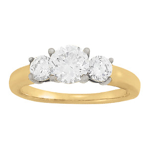 14K White Gold 1 CT Round Diamond Three-Stone Ring