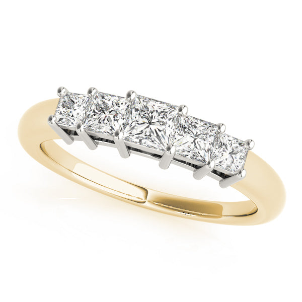 18K Yellow Gold Square Diamond Wedding Ring