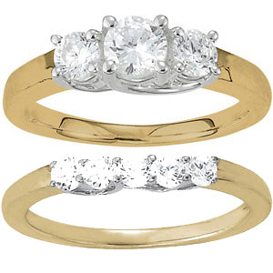 18K White Gold 1 ct Diamond Three-Stone Engagement Ring