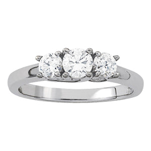 Platinum 1 CT Diamond Three-Stone Engagement Ring