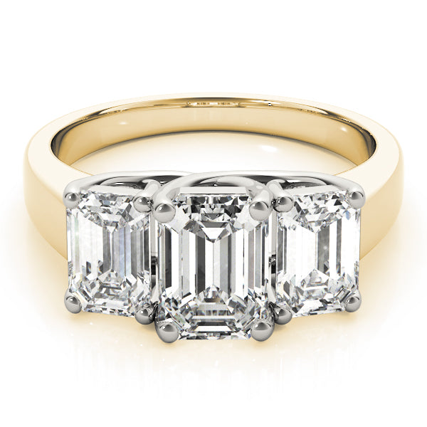 14K Yellow Gold Emerald Diamond Engagement Ring