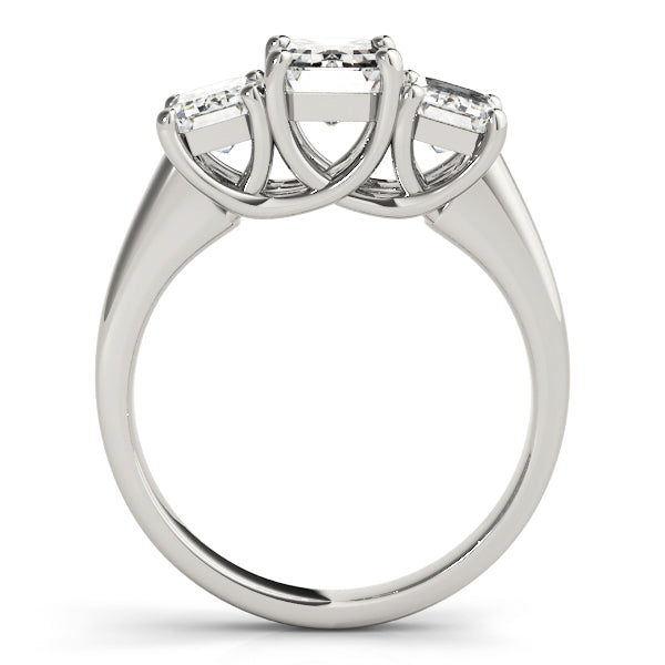 Emerald Diamond Three Stone Engagement Ring