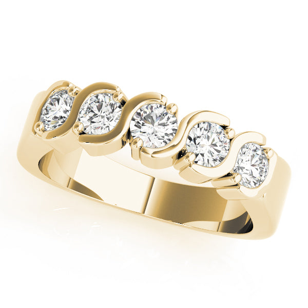18K Yellow Gold 5-Stone Diamond Wedding Ring