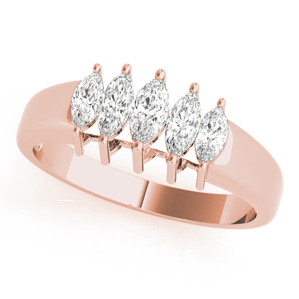 14K Rose Gold Marquise Diamond Wedding Ring