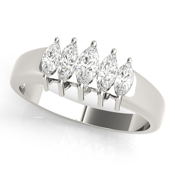 14K White Gold Marquise Diamond Wedding Band