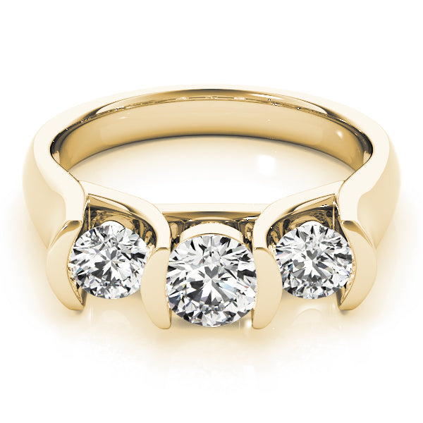 18K Yellow Gold 1 ct Diamond Three-Stone Engagement Ring