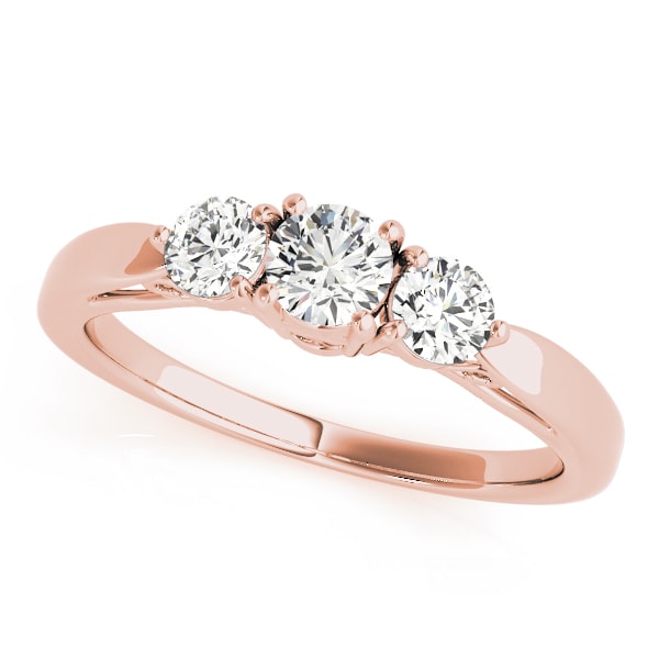 14K Rose Gold 1 1/4 ct tw Three Stone Diamond Engagement Ring