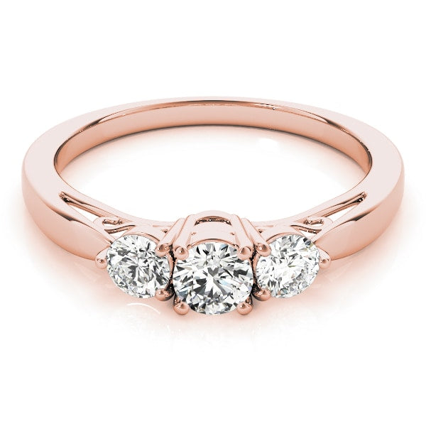 14K Rose Gold 1 1/4 ct tw Three Stone Diamond Engagement Ring