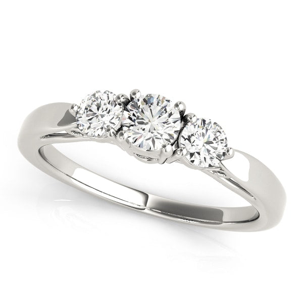 18K White Gold 1 1/4 ct tw Three Stone Diamond Engagement Ring