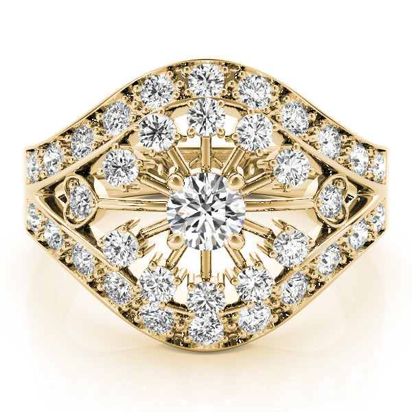 18K Yellow Gold Round Diamond Fashion Ring