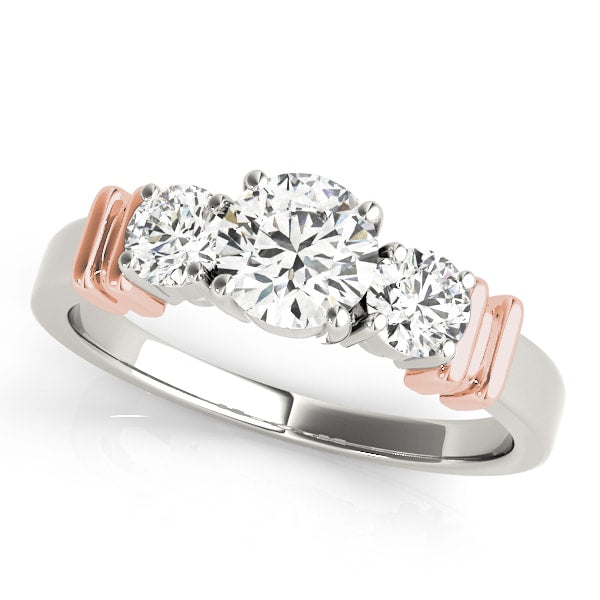 18K Rose Gold 1 ct tw Three Stone Diamond Engagement Ring