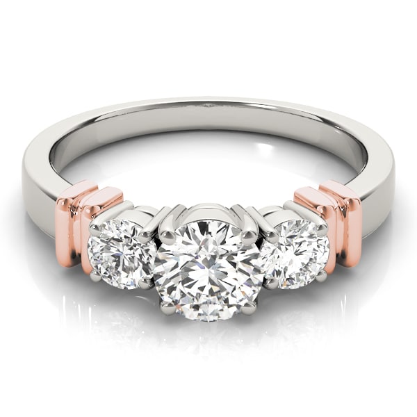 18K Rose Gold 1 ct tw Three Stone Diamond Engagement Ring