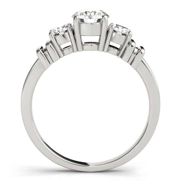 14K White Gold 1 CT Round Diamond Three-Stone Ring