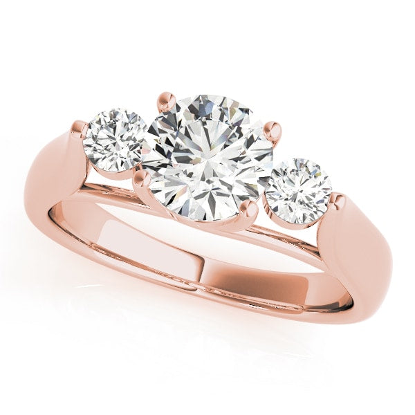 14K Rose Gold 1 1/4 ct tw Three Stone Diamond Engagement Ring