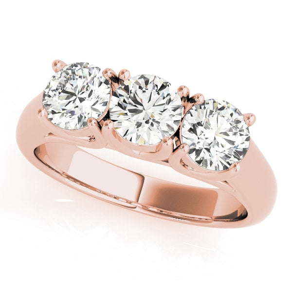 14K Rose Gold 1 ct tw Three Stone Diamond Engagement Ring