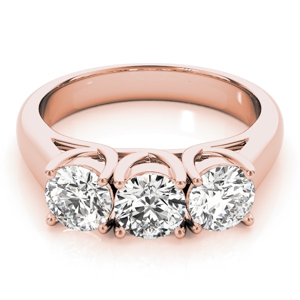 18K Rose Gold 1 ct tw Three Stone Diamond Engagement Ring