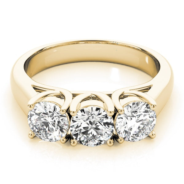 18K Yellow Gold 1 ct tw Three Stone Diamond Engagement Ring