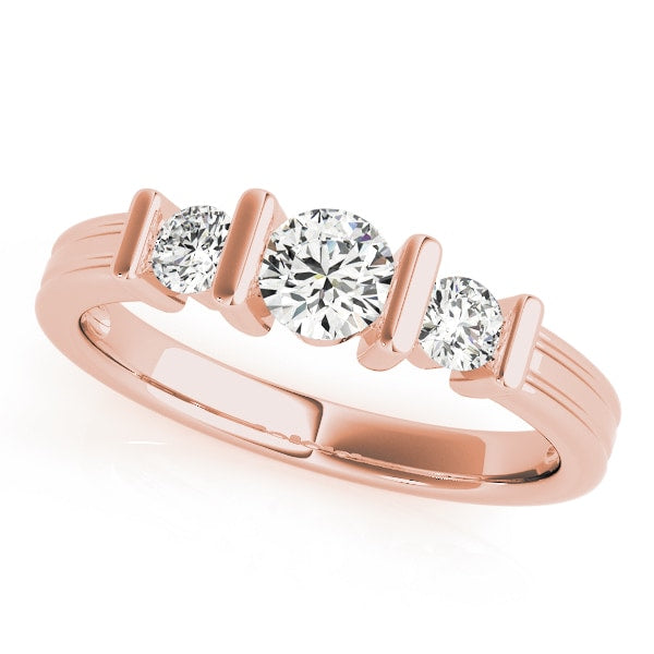 18K Rose Gold 1 ct tw Three Stone Diamond Engagement Ring