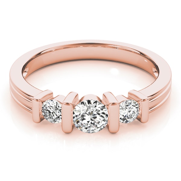 18K Rose Gold 1 ct tw Three Stone Diamond Engagement Ring