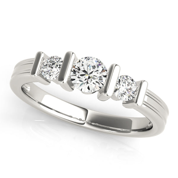 1 CT Round Diamond Three Stone Engagement Ring