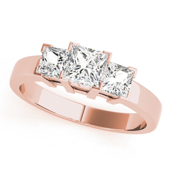 18K Rose Gold 1 1/4 ct tw Three Stone Diamond Engagement Ring