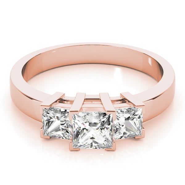 14K Rose Gold 1 1/4 ct tw Three Stone Diamond Engagement Ring