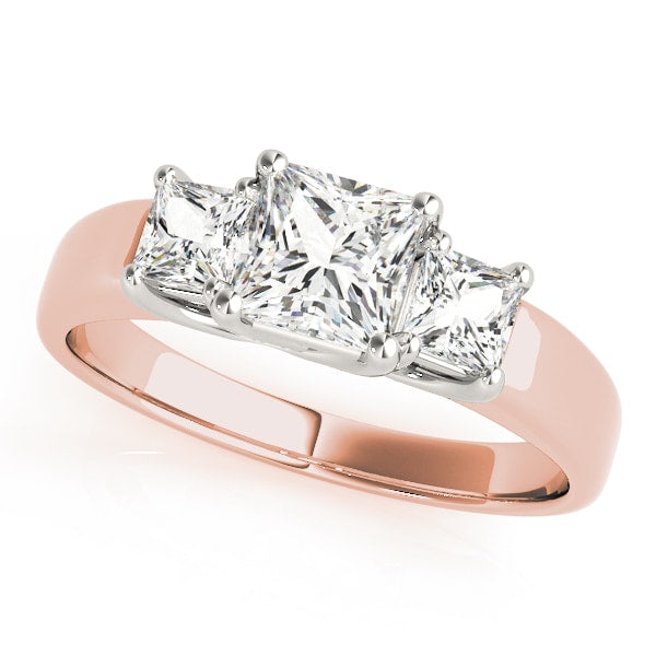 14K Rose Gold 3/4 ct tw Three Stone Diamond Engagement Ring