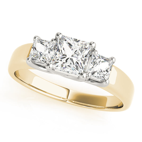 14K Yellow Gold Square Diamond Engagement Ring
