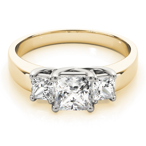 14K Yellow Gold 3/4 ct tw Three Stone Diamond Engagement Ring