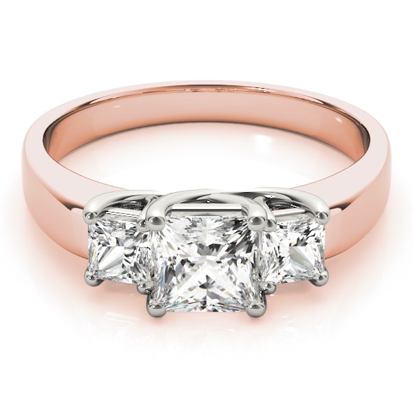 14K Rose Gold 3/4 ct tw Three Stone Diamond Engagement Ring