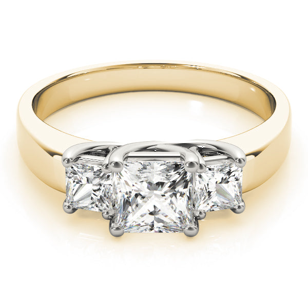 18K Yellow Gold 3/4 CT Square Diamond Engagement Ring