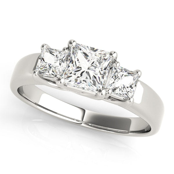 18K White Gold 3/4 ct tw Three Stone Diamond Engagement Ring