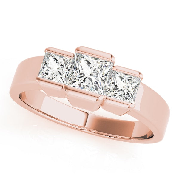 18K Rose Gold 1 1/8 ct tw Three Stone Diamond Engagement Ring