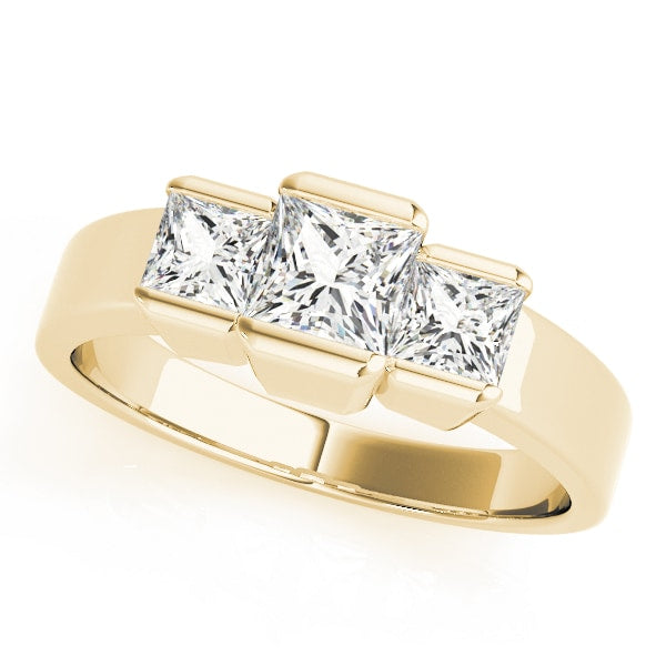 18K Yellow Gold 1 1/8 ct tw Three Stone Diamond Engagement Ring