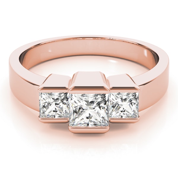 14K Rose Gold 1 1/8 ct tw Three Stone Diamond Engagement Ring