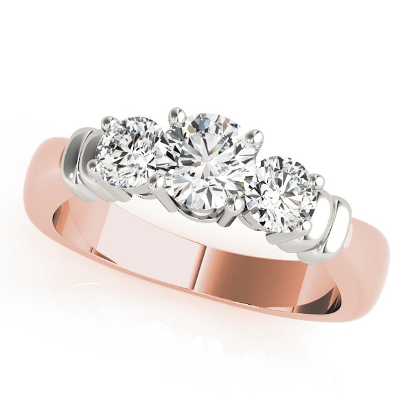 14K Rose Gold 1 ct tw Three Stone Diamond Engagement Ring