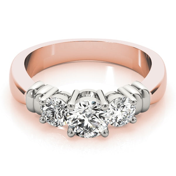 14K Rose Gold 1 ct tw Three Stone Diamond Engagement Ring