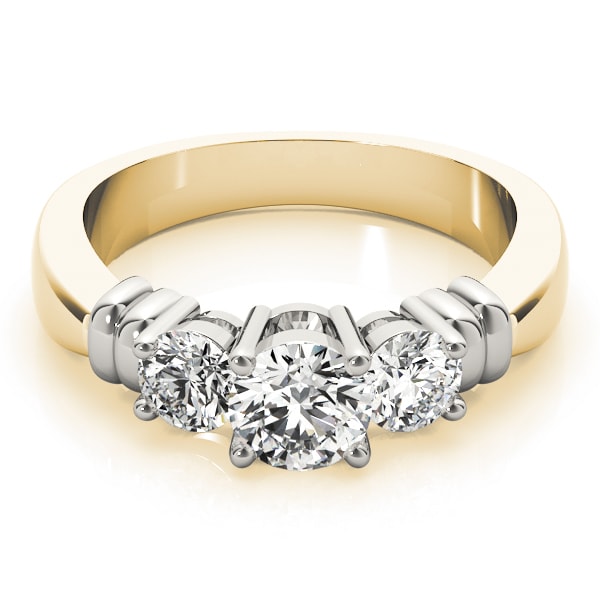 18K Yellow Gold 1 ct tw Three Stone Diamond Engagement Ring