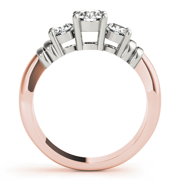 14K Rose Gold 1 ct Round Diamond Three-Stone Ring