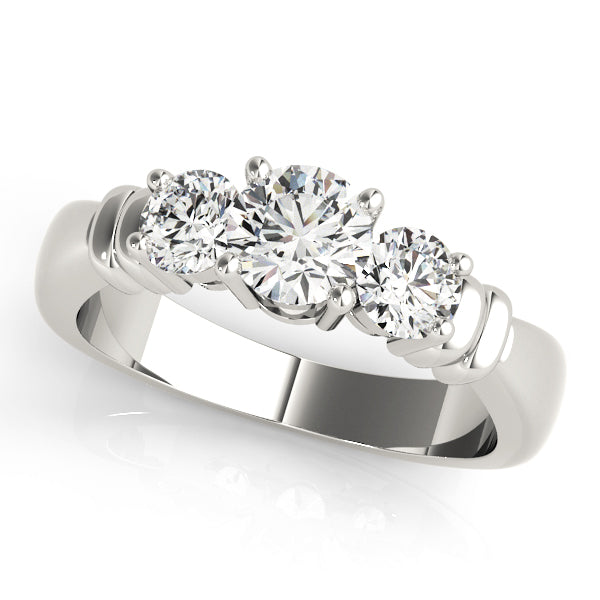 1 CT Round Diamond Three Stone Engagement Ring
