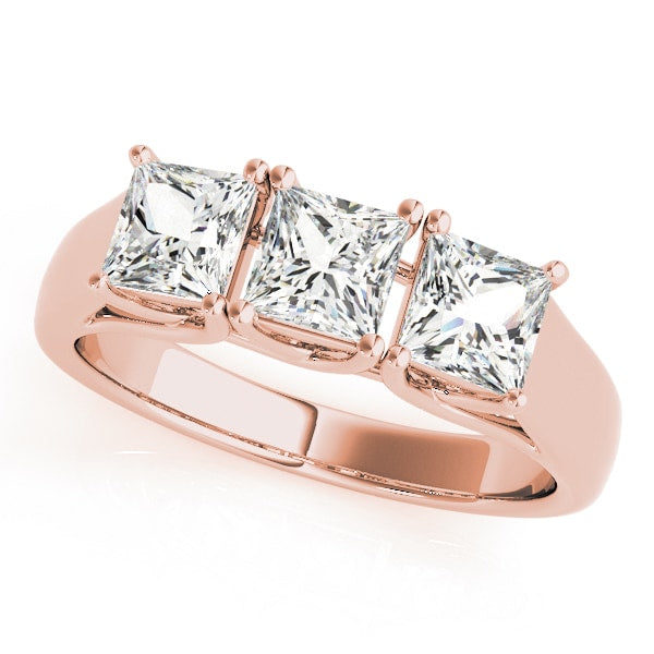 18K Rose Gold 1/2 ct tw Three Stone Diamond Engagement Ring