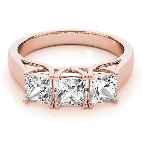 18K Rose Gold 1/2 ct tw Three Stone Diamond Engagement Ring