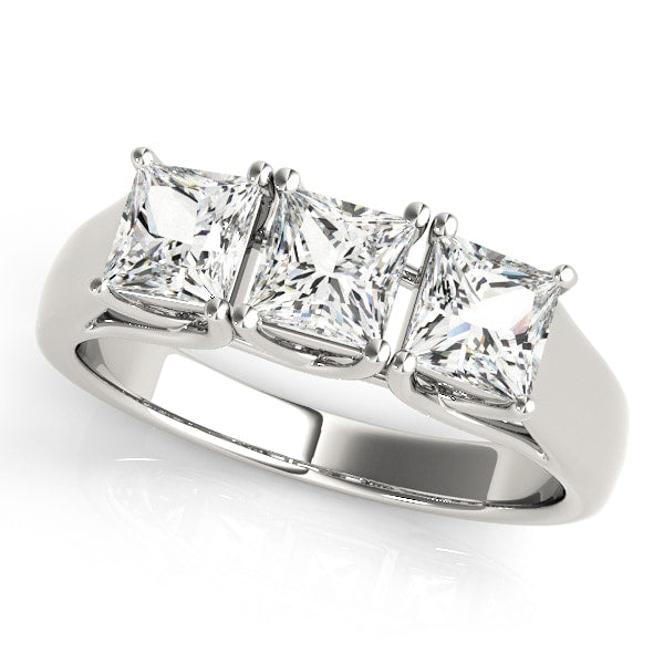 18K White Gold 1/2 ct tw Three Stone Diamond Engagement Ring