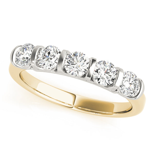18K Yellow Gold 5-Stone Diamond Wedding Ring