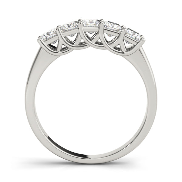 14K White Gold Square Diamond Wedding Ring