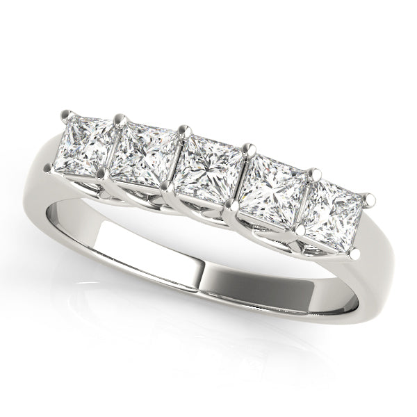 18K White Gold Square Diamond Wedding Ring